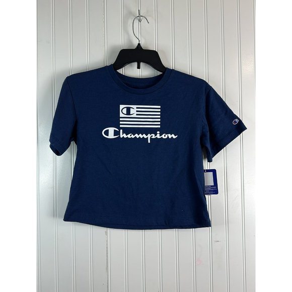 Champion Big Girls Boxy Fit Navy Shirt Size M - Picture 1 of 3